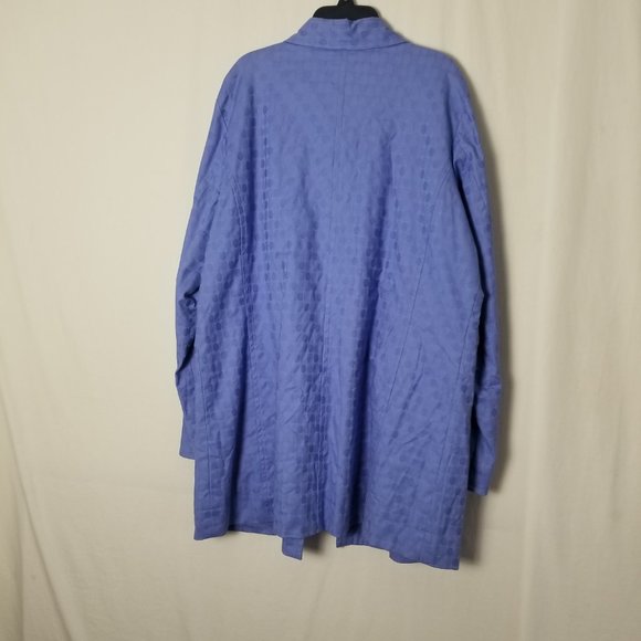 Denim & Co light blue polka dot trench coat women's size Large (54) - Picture 7 of 7